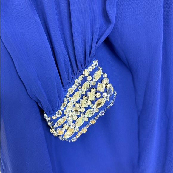 LAURA PLUS 14+ ELEGANT BLUE DRESS WITH SPARKLY BEADS 16W - Picture 9 of 13